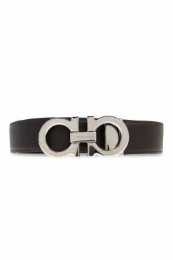 FERRAGAMO CZARNY Pasek z logo