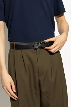 FERRAGAMO CZARNY Pasek z logo