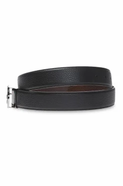 FERRAGAMO CZARNY Pasek z klamrą z logo