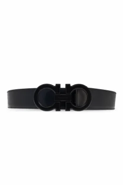 FERRAGAMO CZARNY Pasek z logo
