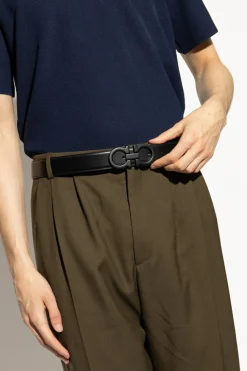 FERRAGAMO CZARNY Pasek z logo