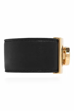 FERRAGAMO CZARNY Skórzana bransoleta
