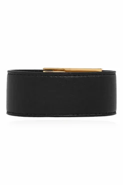 FERRAGAMO CZARNY Skórzana bransoleta