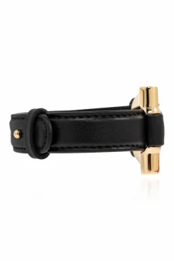 FERRAGAMO CZARNY Skórzana bransoleta