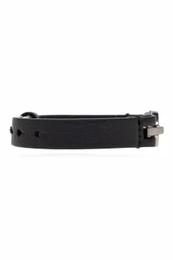 FERRAGAMO CZARNY Skórzana bransoleta