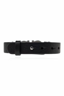 FERRAGAMO CZARNY Skórzana bransoleta