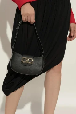 FERRAGAMO CZARNY Skórzana torba na ramię
