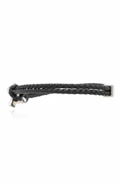 FERRAGAMO CZARNY Skórzana bransoleta