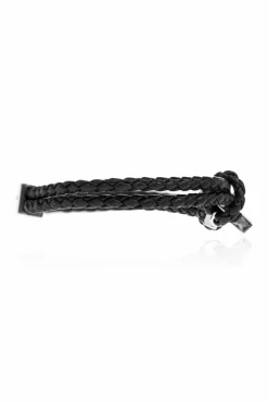 FERRAGAMO CZARNY Skórzana bransoleta