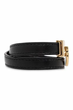 FERRAGAMO CZARNY Skórzana bransoleta