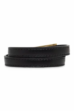FERRAGAMO CZARNY Skórzana bransoleta