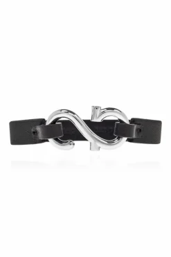FERRAGAMO CZARNY Skórzana bransoleta