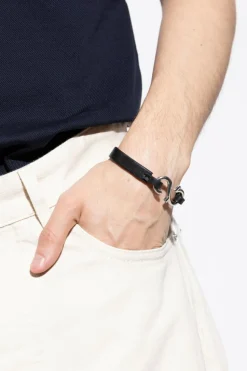 FERRAGAMO CZARNY Skórzana bransoleta
