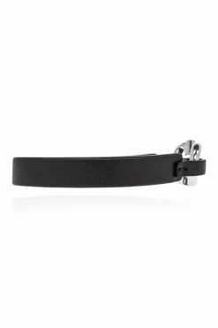 FERRAGAMO CZARNY Skórzana bransoleta