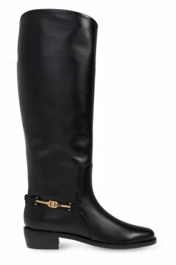 FERRAGAMO CZARNY Skórzane kozaki `Therma`