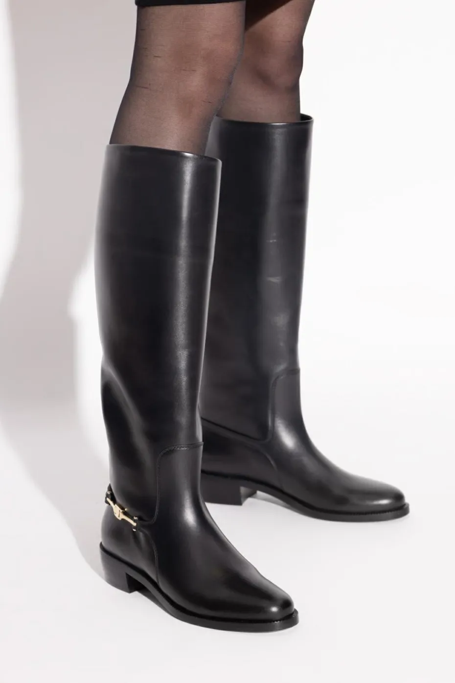 FERRAGAMO CZARNY Skórzane kozaki `Therma`