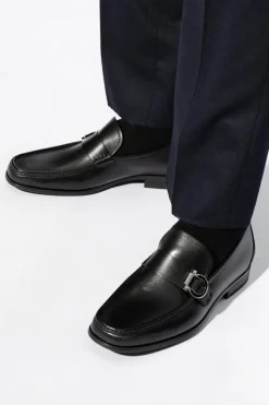 FERRAGAMO CZARNY Skórzane buty `Caspian`