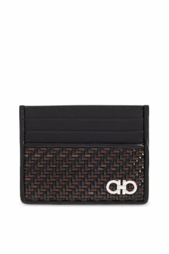FERRAGAMO CZARNY Skórzane etui na karty