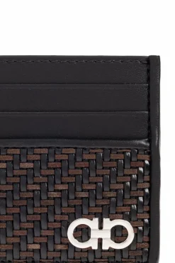 FERRAGAMO CZARNY Skórzane etui na karty