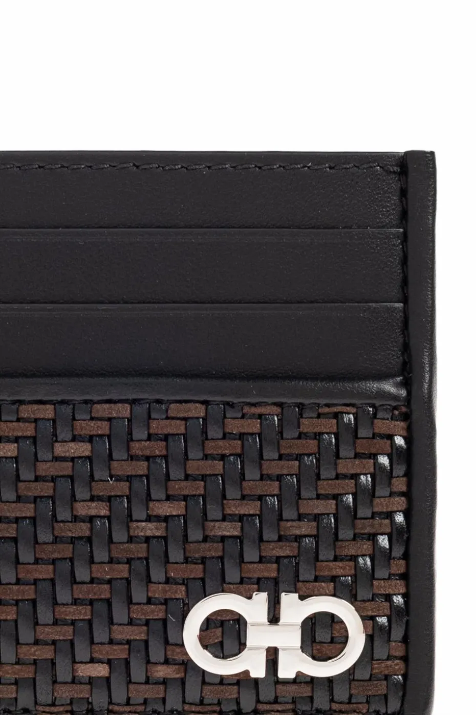 FERRAGAMO CZARNY Skórzane etui na karty