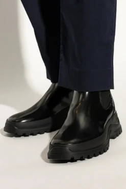 FERRAGAMO CZARNY Skórzane sztyblety `Bossons`