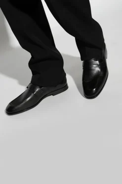 FERRAGAMO CZARNY Skórzane buty typu ‘loafers’