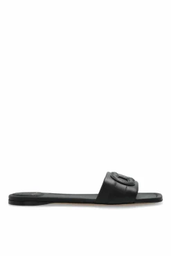 FERRAGAMO CZARNY Skórzane klapki `Liss`