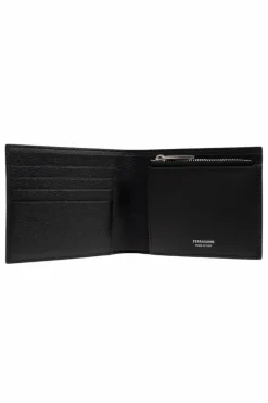 FERRAGAMO CZARNY Skórzany portfel