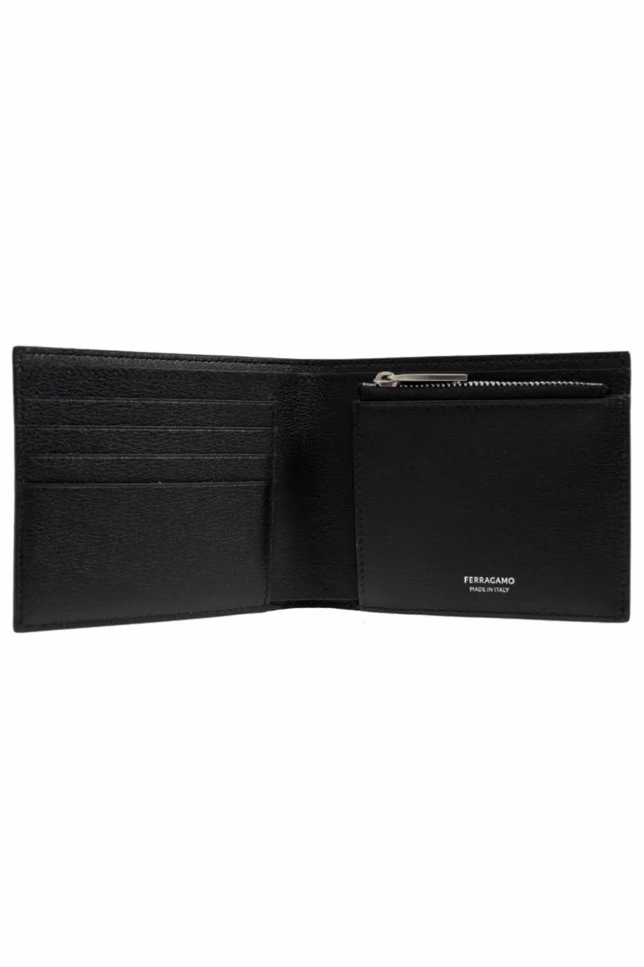 FERRAGAMO CZARNY Skórzany portfel