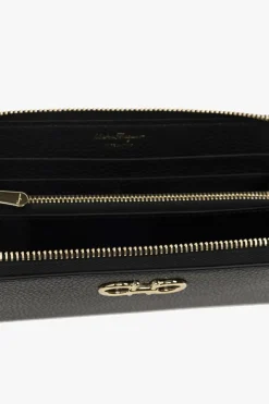 FERRAGAMO CZARNY Skórzany portfel