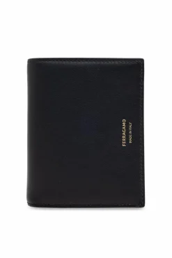 FERRAGAMO CZARNY Skórzany portfel