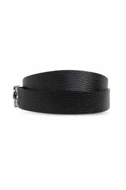 FERRAGAMO CZARNY Skórzany pas