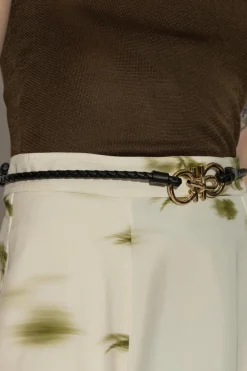 FERRAGAMO CZARNY Skórzany pasek