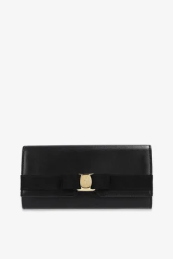 FERRAGAMO CZARNY Skórzany portfel