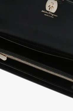 FERRAGAMO CZARNY Skórzany portfel