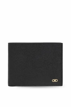 FERRAGAMO CZARNY Skórzany portfel