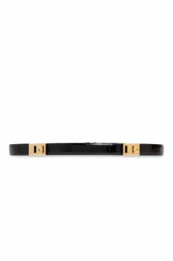 FERRAGAMO CZARNY Skórzany pasek