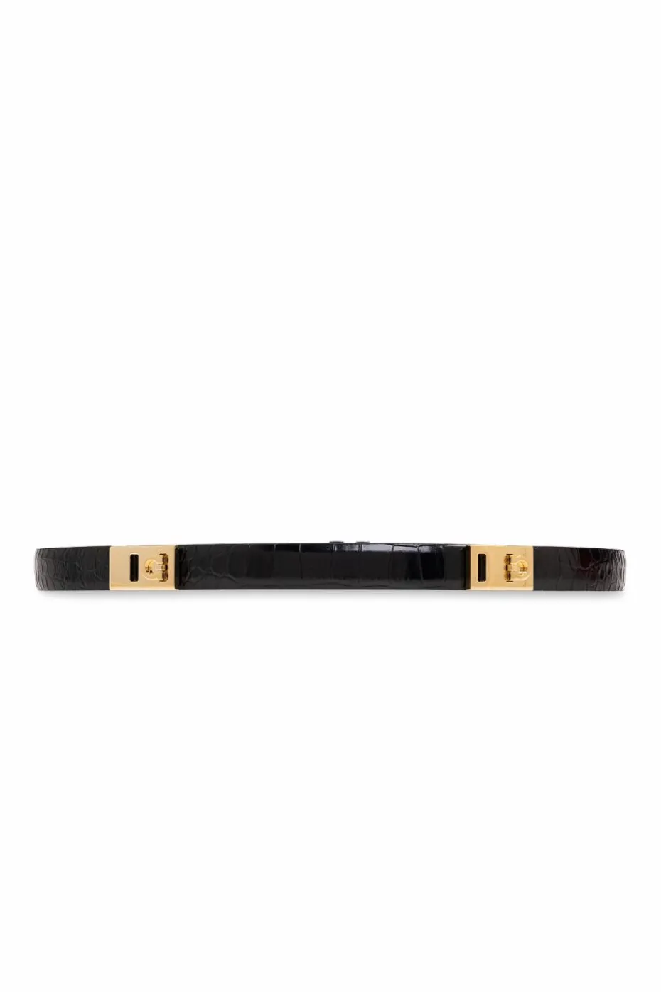 FERRAGAMO CZARNY Skórzany pasek