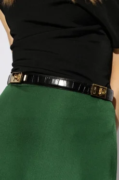 FERRAGAMO CZARNY Skórzany pasek