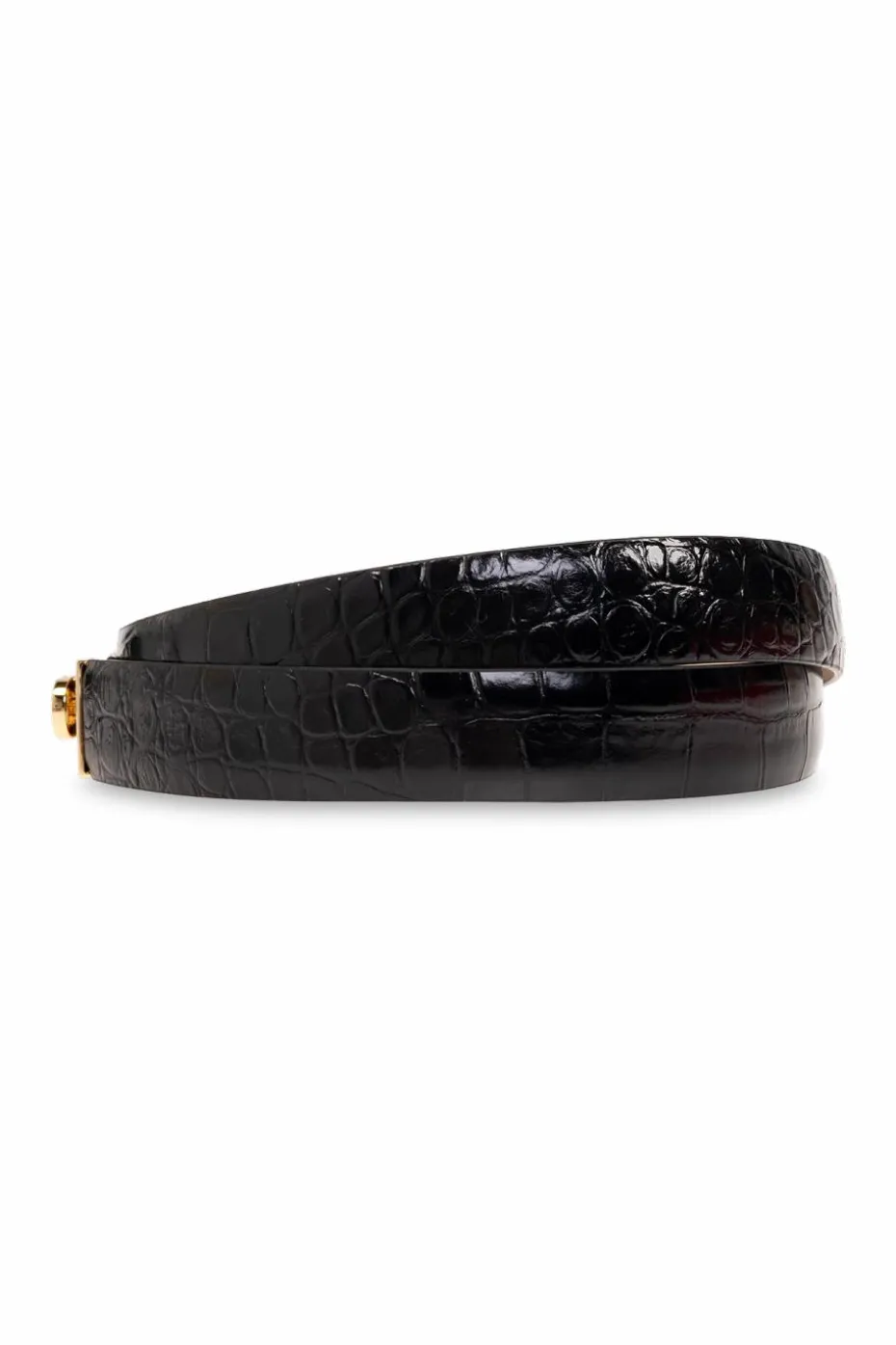 FERRAGAMO CZARNY Skórzany pasek