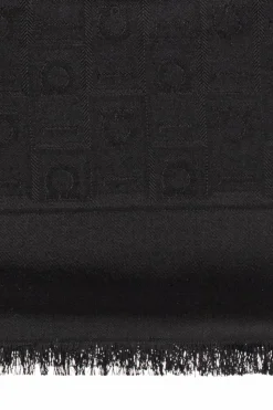 FERRAGAMO CZARNY Szal z monogramem