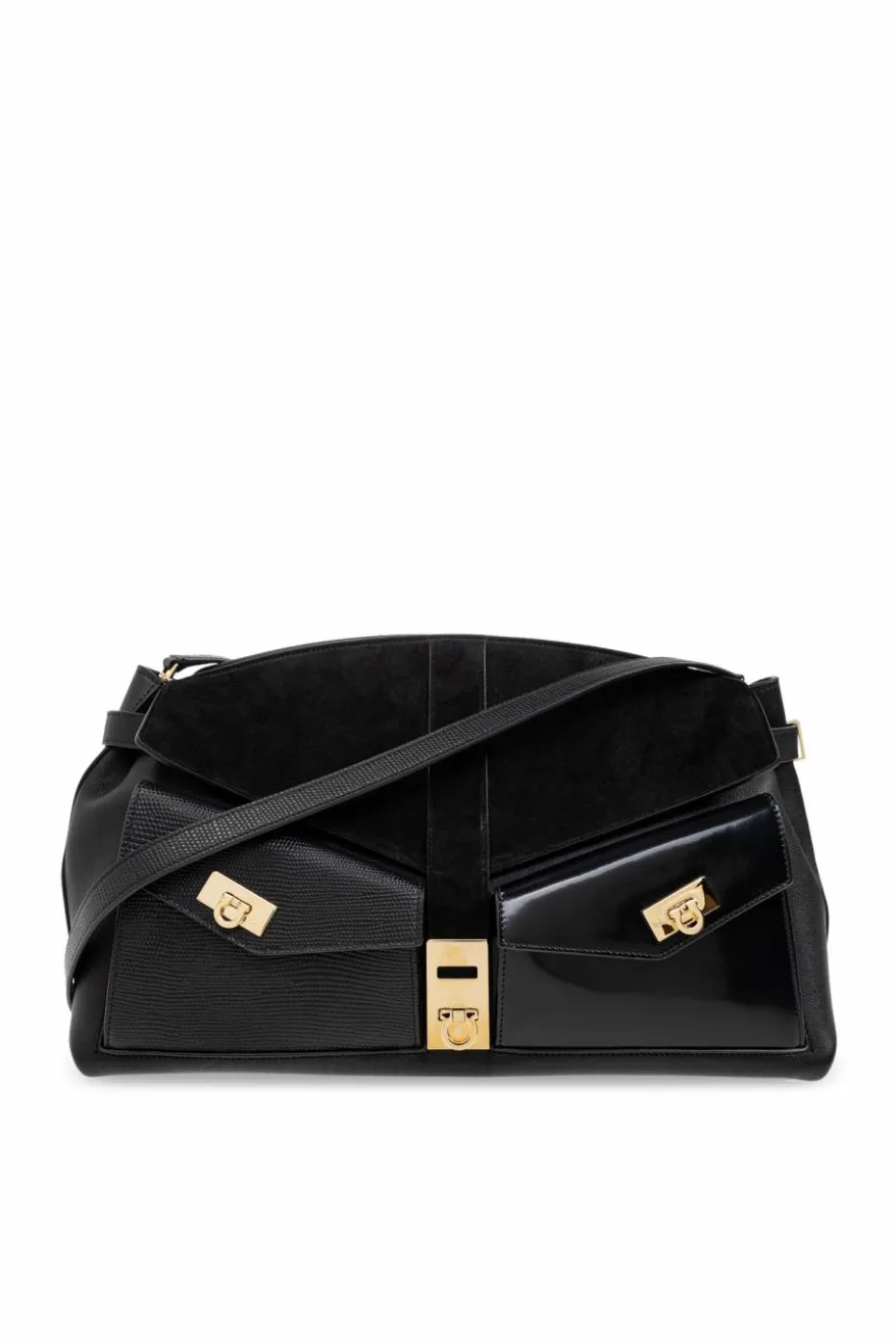 FERRAGAMO CZARNY Torba na ramię `Hug Large`
