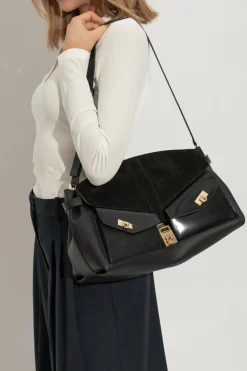 FERRAGAMO CZARNY Torba na ramię `Hug Large`