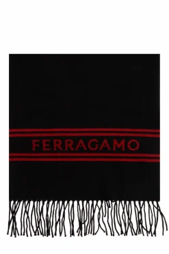 FERRAGAMO CZARNY Wełniany szal