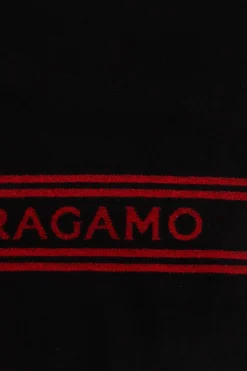FERRAGAMO CZARNY Wełniany szal