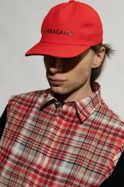FERRAGAMO CZERWONY Czapka z daszkiem