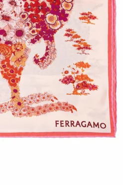 FERRAGAMO CZERWONY Jedwabna chusta z nadrukiem