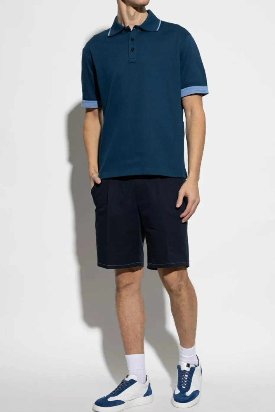 FERRAGAMO GRANATOWY Bawełniane polo