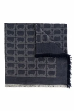 FERRAGAMO GRANATOWY Chusta z monogramem