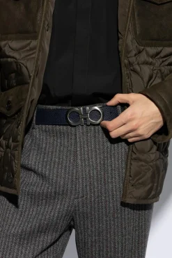 FERRAGAMO GRANATOWY Dwustronny pasek